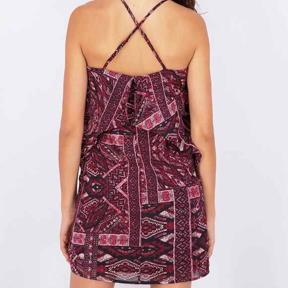 BCBGeneration Tribal Ikat Flutter Crossback Mini Dress Size Medium - Picture 11 of 16
